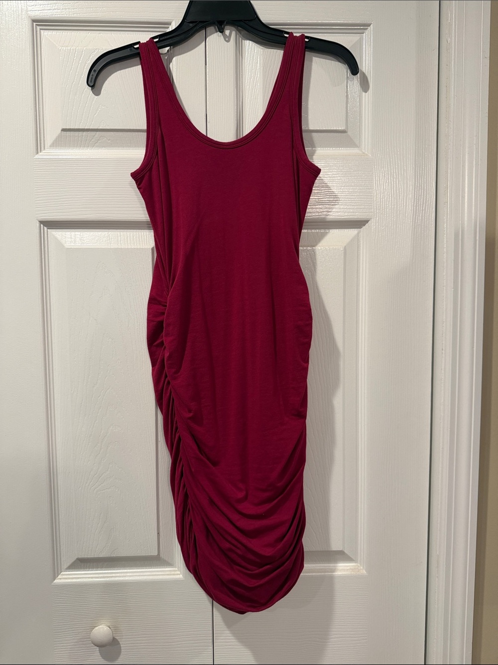 Express Sleeveless Ruched Midi Dress - Burgundy XS
